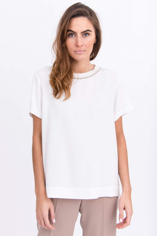 Antonelli Firenze Blusenshirt mit Rippstrickbund in Weiß
