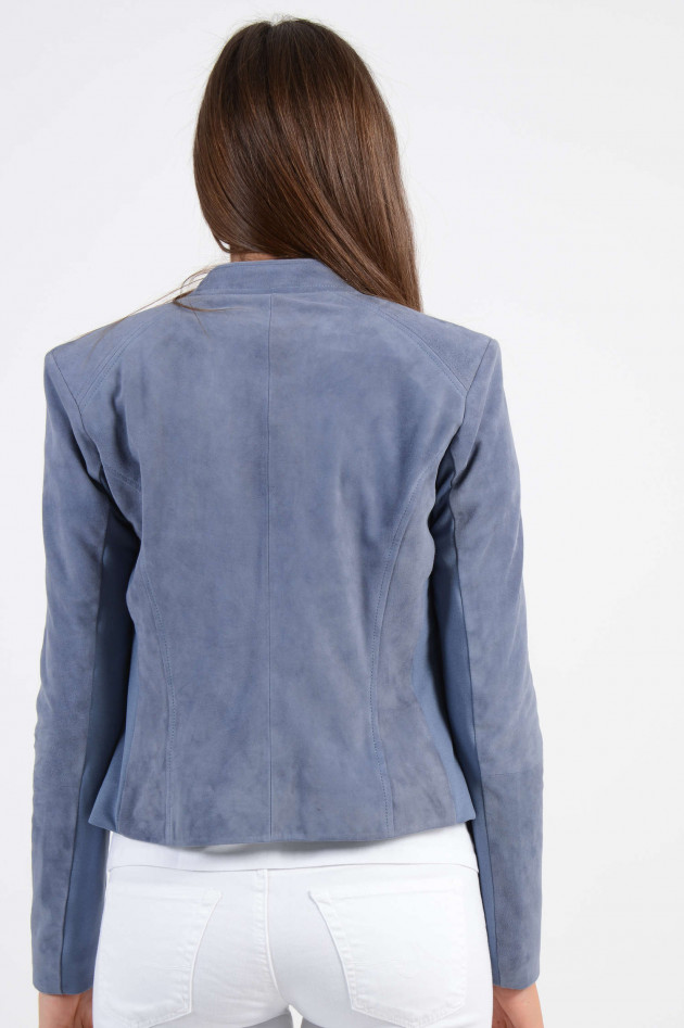 Arma  Lederjacke mit Jerseyeinsatz in Grau/Blau