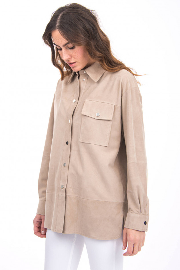 Arma  Oversized Lederhemd ANGELINA in Sand