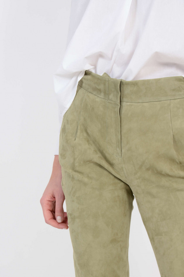 Arma  Velourslederhose mit Bundfalten in Salbei