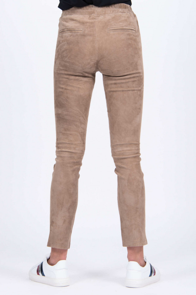 Arma  Hose aus Veloursleder in Taupe