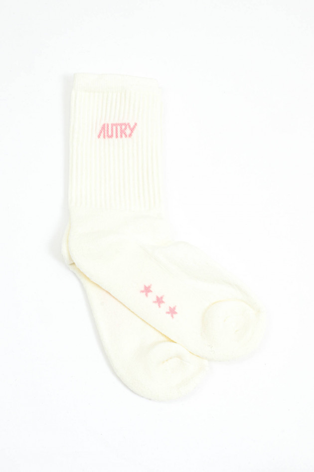 Autry Socken aus Baumwoll-Mix in Weiß/Rosa