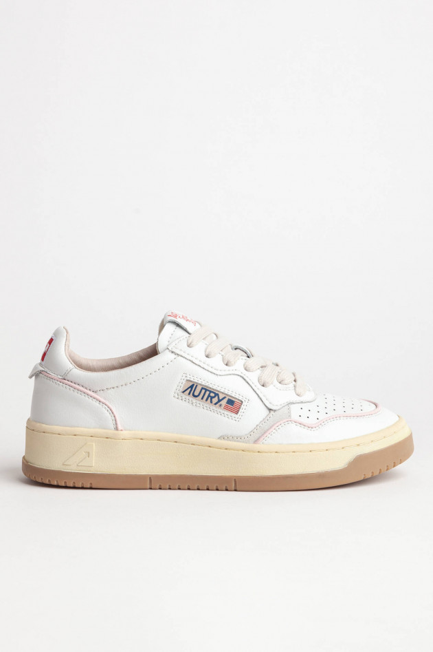 Autry Leder-Sneaker OPEN LOW in Weiß mit Rosa Details