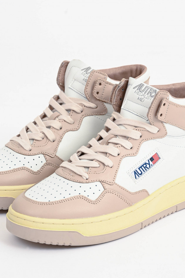 Autry Vintage High-Top-Sneaker in Weiß/Nude