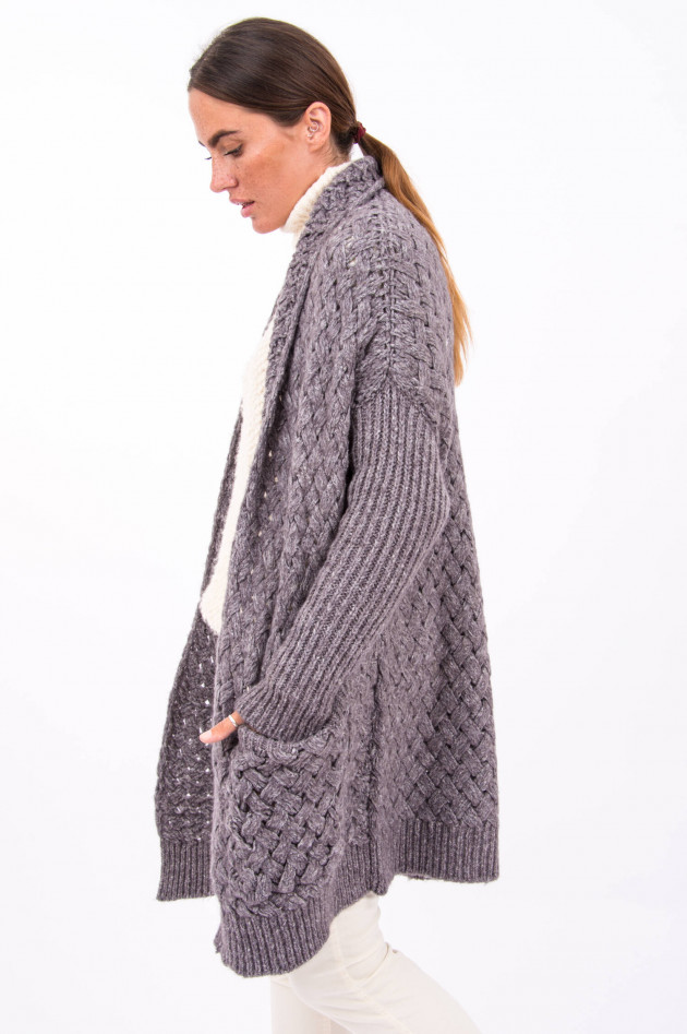 avant toi Strickjacke mit raffiniertem Muster in Grau
