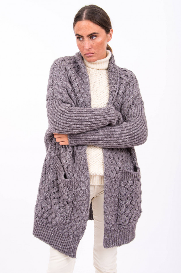 avant toi Strickjacke mit raffiniertem Muster in Grau