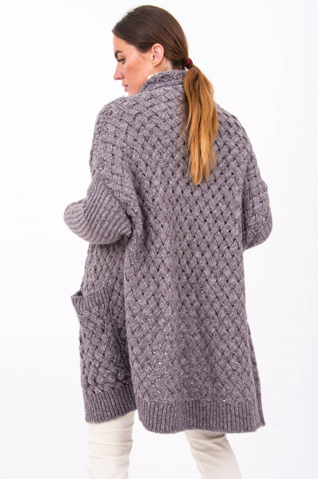 avant toi Strickjacke mit raffiniertem Muster in Grau