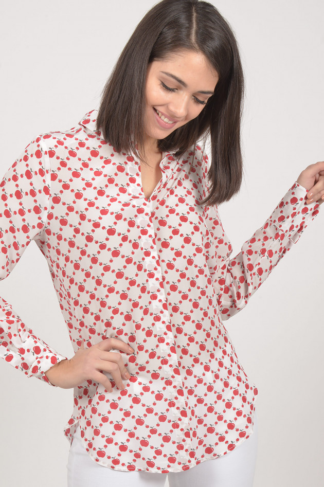 aybi - aysen bitzer Seidenbluse mit Apfel - Print in Rot/Weiß