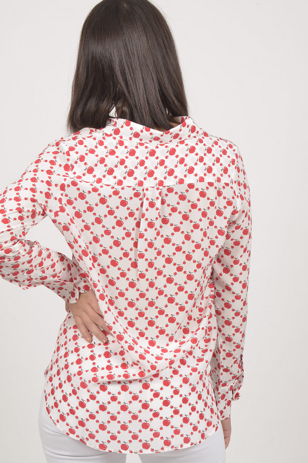 aybi - aysen bitzer Seidenbluse mit Apfel - Print in Rot/Weiß