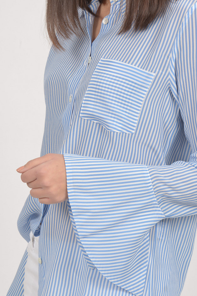 Aybi - aysen bitzer Seidenbluse mit Streifen in Blau/Weiß