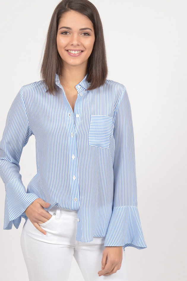 Aybi - aysen bitzer Seidenbluse mit Streifen in Blau/Weiß