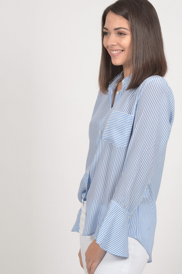 Aybi - aysen bitzer Seidenbluse mit Streifen in Blau/Weiß