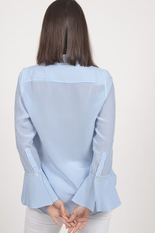 Aybi - aysen bitzer Seidenbluse mit Streifen in Blau/Weiß