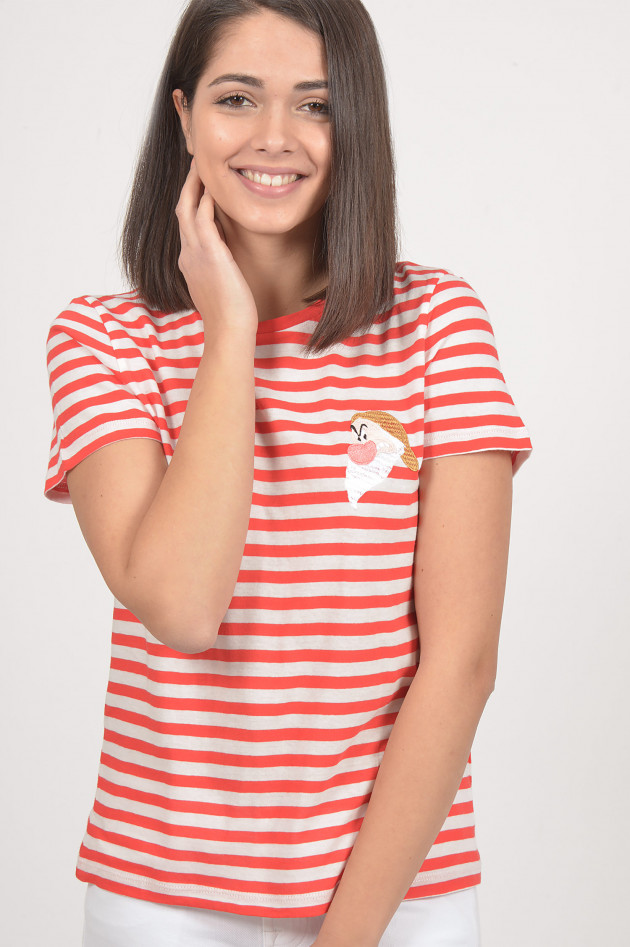 aybi - aysen bitzer T-Shirt mit Zwergen - Patch ´BRUMMBÄR´ in Rot/Weiß