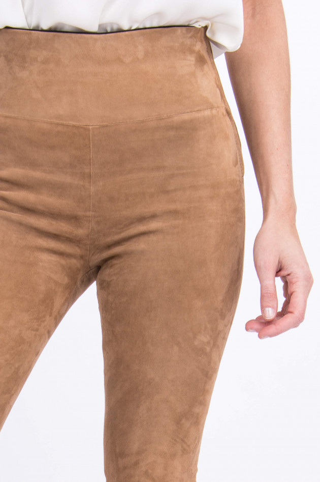 Balatt Weiche Velourslederhose in Camel