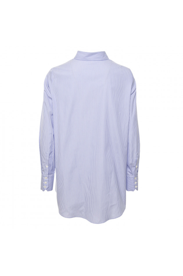 B.M.-Company Baumwollbluse in Blau/Weiß