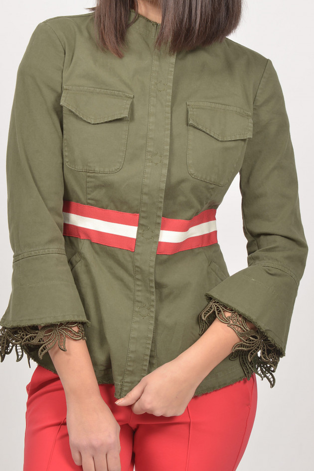 Bazar Deluxe Jacke mit Häkelspitze in Oliv