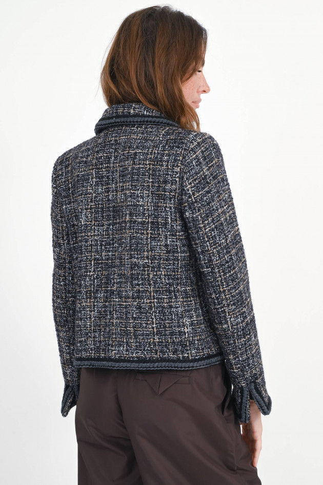 Bazar Deluxe Tweed Jacke mit Stick-Details in Schwarz/Beige