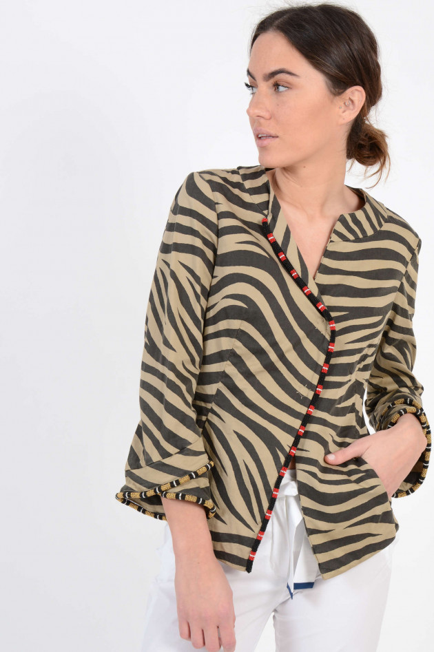 Bazar Deluxe Jacke mit Zebra-Print in Schwarz/Braun