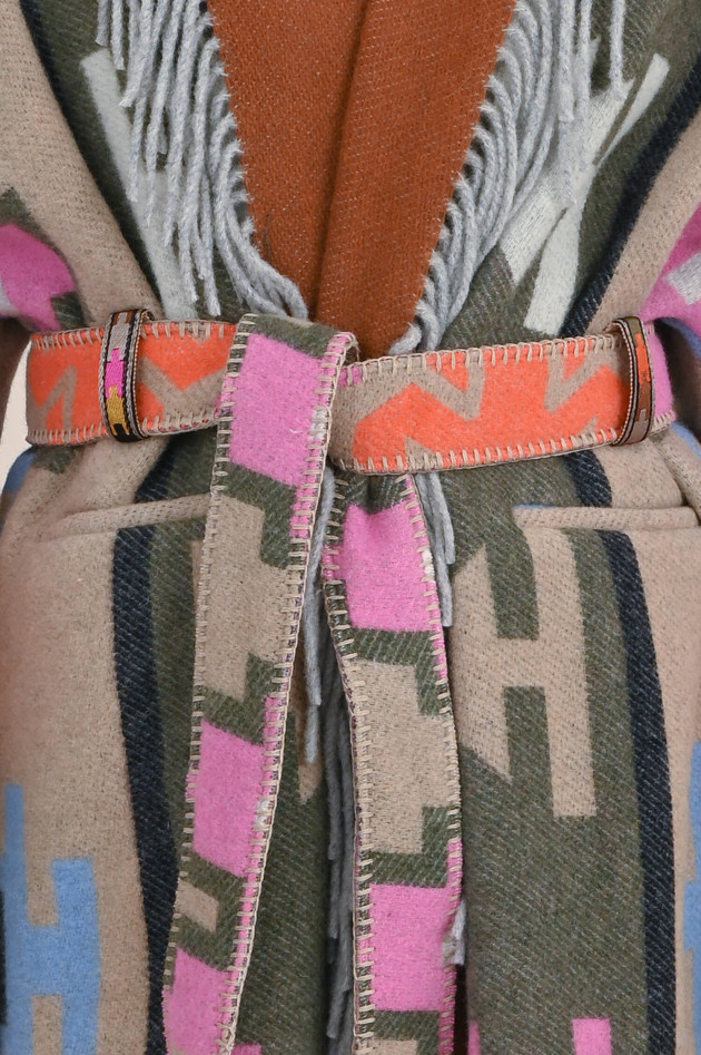 Bazar Deluxe Kurzer Wollmantel mit Muster in Multicolor