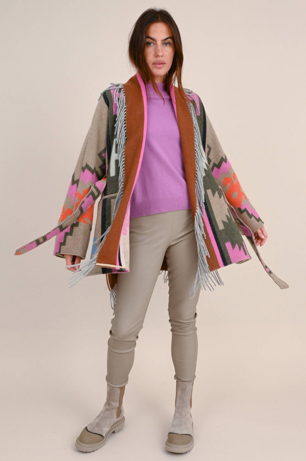 Bazar Deluxe Kurzer Wollmantel mit Muster in Multicolor