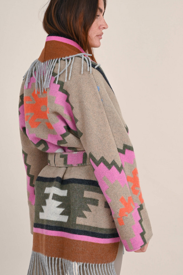 Bazar Deluxe Kurzer Wollmantel mit Muster in Multicolor