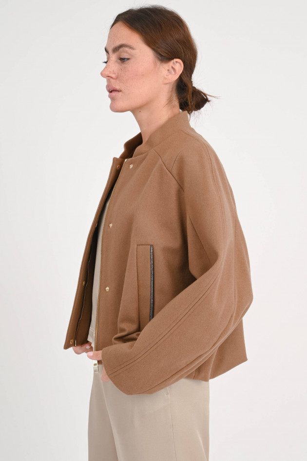 Bazar Deluxe Woll-Mix Bomberjacke mit Glitzerdetails in Camel