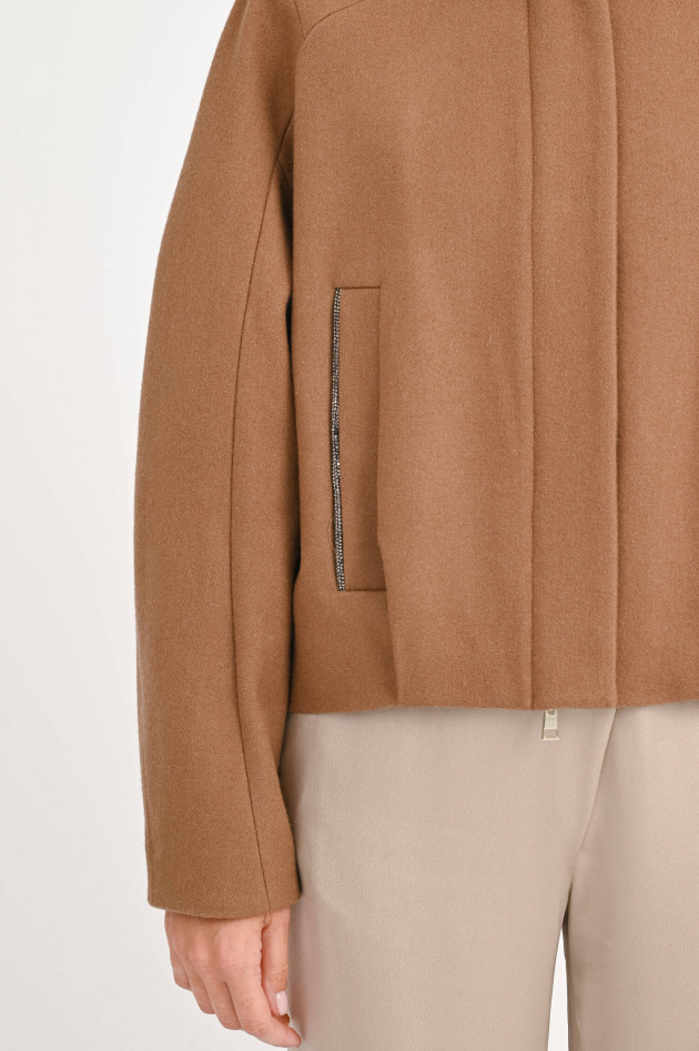 Bazar Deluxe Woll-Mix Bomberjacke mit Glitzerdetails in Camel