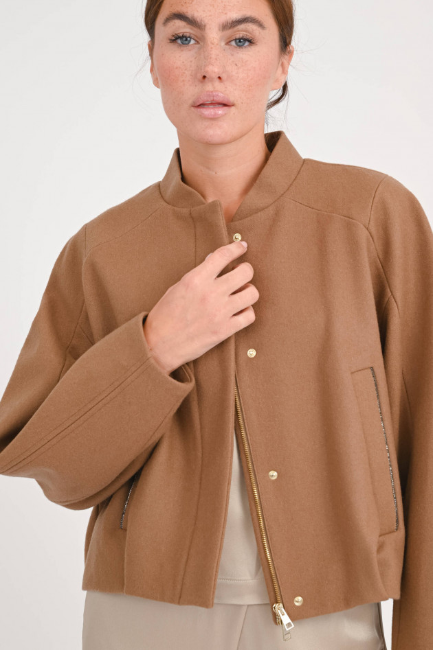 Bazar Deluxe Woll-Mix Bomberjacke mit Glitzerdetails in Camel
