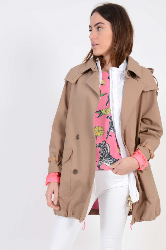 Bazar Deluxe Mantel mit Gilet in Beige/Neonpink