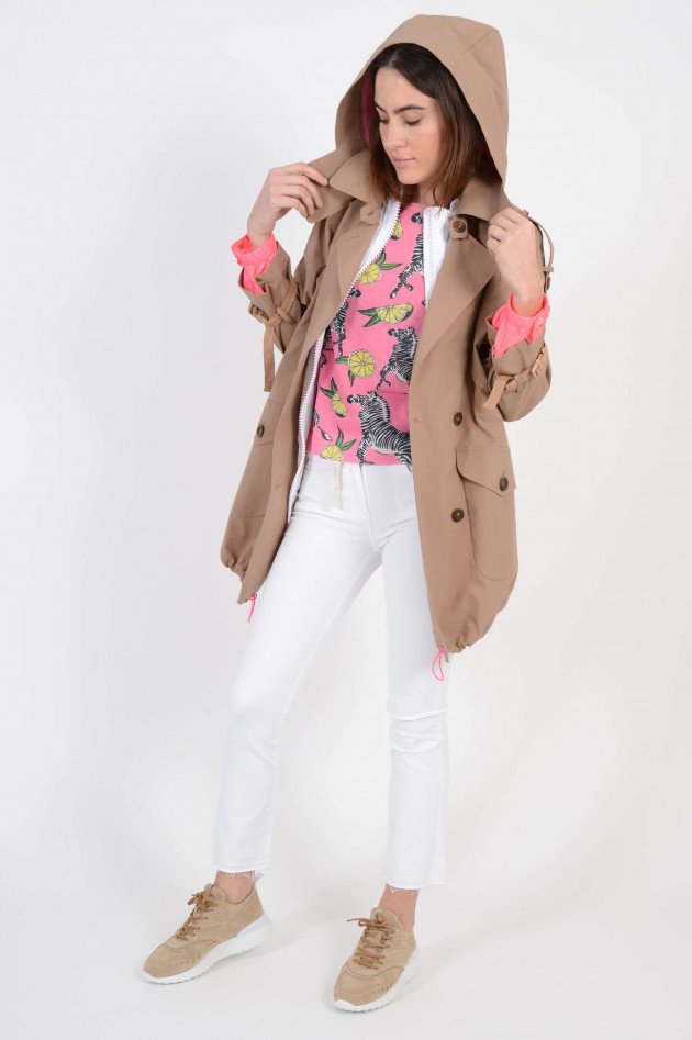 Bazar Deluxe Mantel mit Gilet in Beige/Neonpink