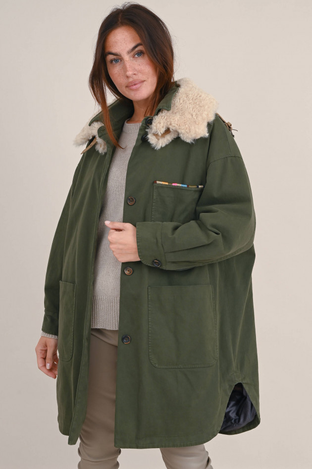Bazar Deluxe Parka mit Kunstfell-Besatz in Olivgrün