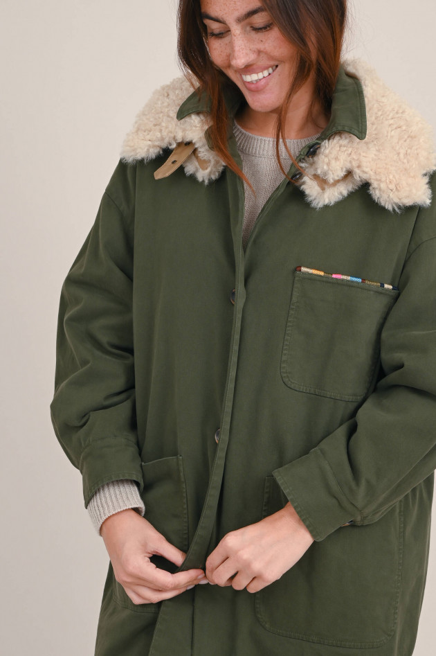 Bazar Deluxe Parka mit Kunstfell-Besatz in Olivgrün