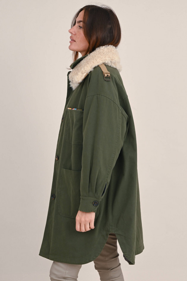 Bazar Deluxe Parka mit Kunstfell-Besatz in Olivgrün