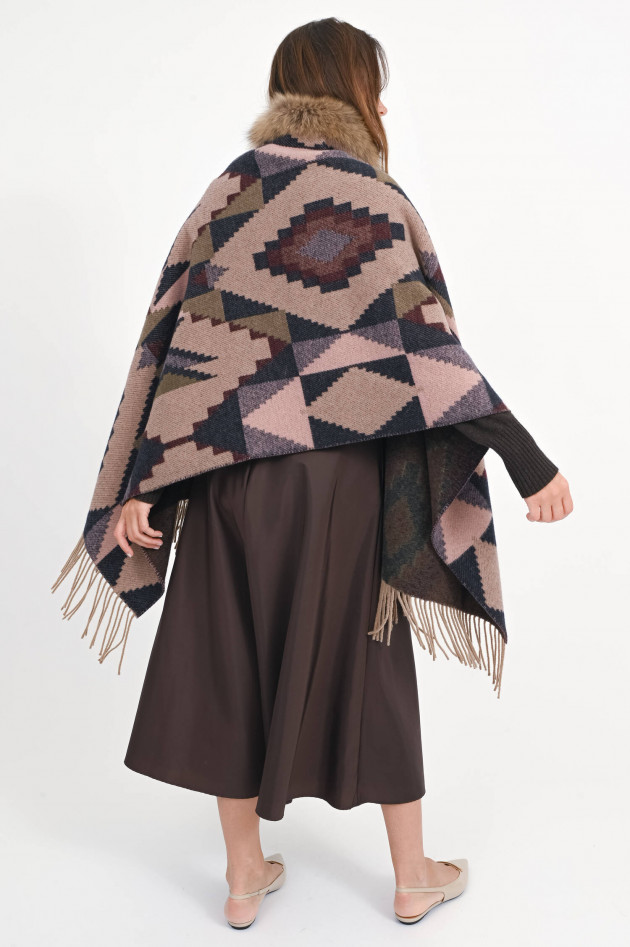 Bazar Deluxe Wollponcho STOLA in Rosa/Grün/Rot
