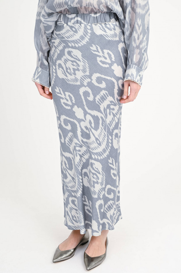 Bazar Deluxe Gemusterter Maxi-Slip-Rock in Ikat Azul