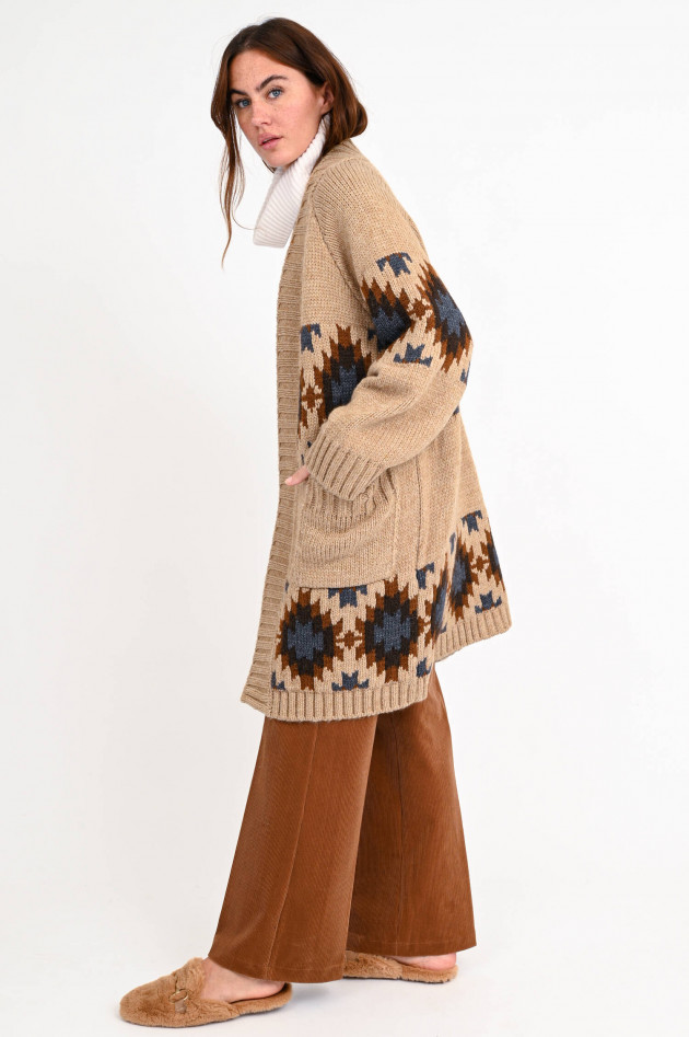 Bazar Deluxe Strick-Cardigan mit Navajo-Muster in Camel
