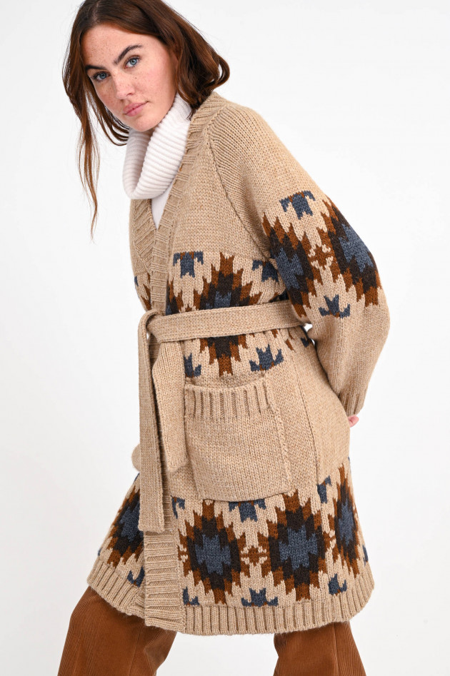 Bazar Deluxe Strick-Cardigan mit Navajo-Muster in Camel