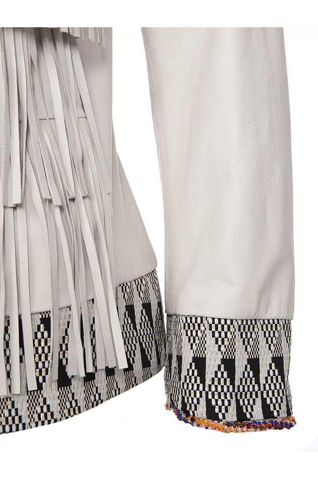 Bazar Deluxe Lederjacke mit Fransen in Natur