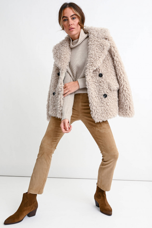 Beaumont Amsterdam Curly Teddyfell-Jacke in Natur