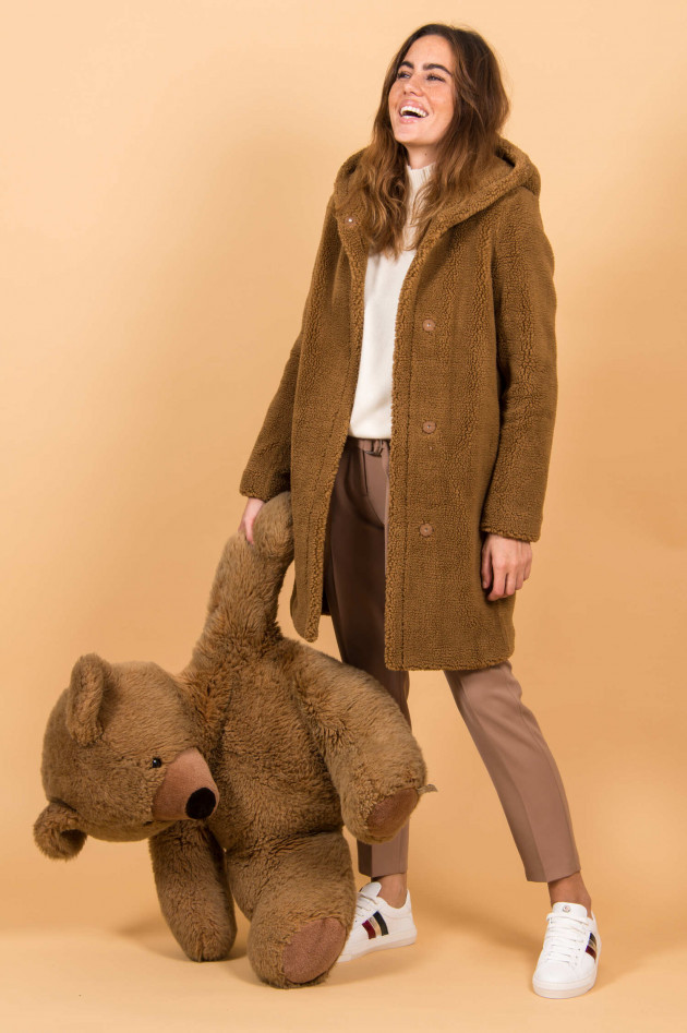 Beaumont Amsterdam Teddy Kurzmantel mit Kapuze in Camel