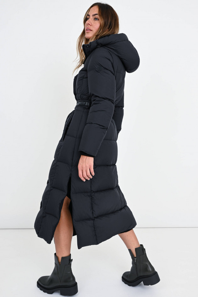Beaumont Amsterdam Maxi-Daunenmantel mit Bindegürtel in Schwarz