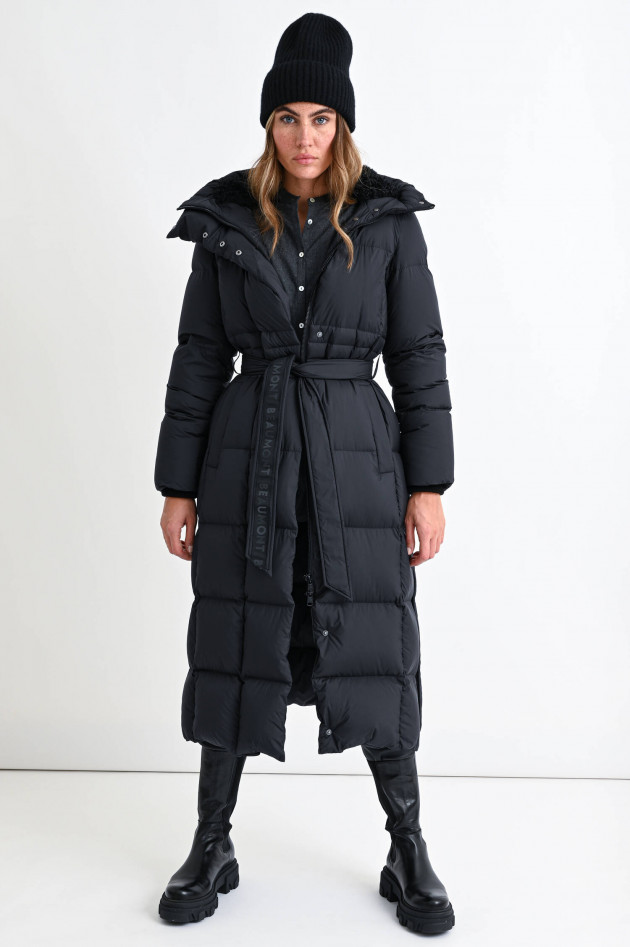 Beaumont Amsterdam Maxi-Daunenmantel mit Bindegürtel in Schwarz