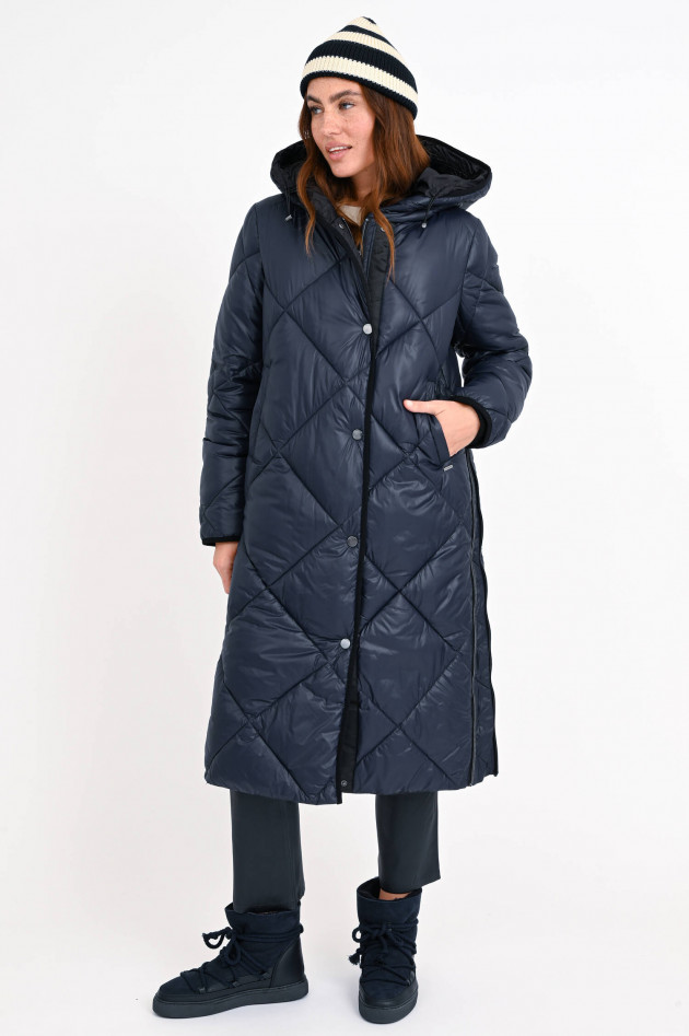 Beaumont Amsterdam Veganer Maxi-Steppmantel in Navy