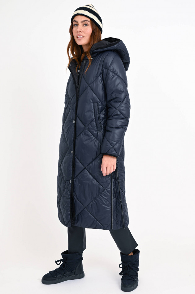 Beaumont Amsterdam Veganer Maxi-Steppmantel in Navy