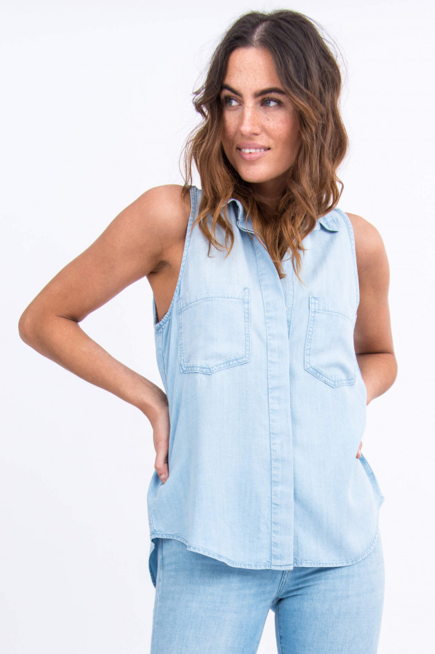 Bella Dahl Ärmellose Jeansbluse in Hellblau