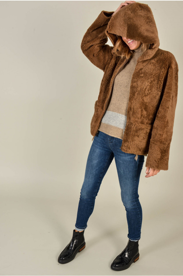 Benedetta Novi Wendejacke aus Lammfell in Camel