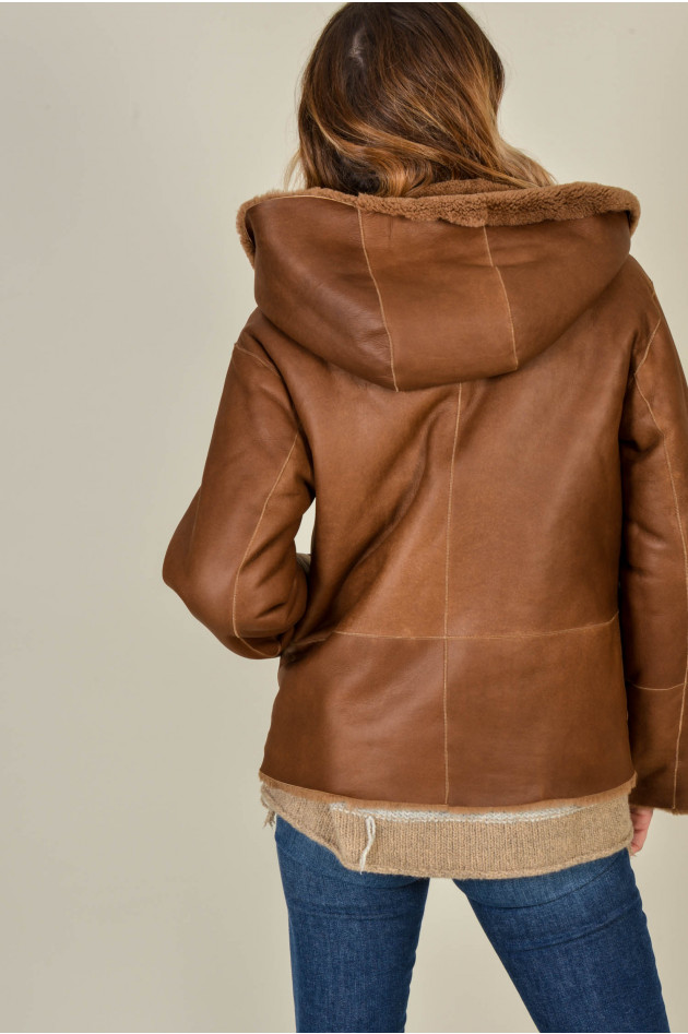 Benedetta Novi Wendejacke aus Lammfell in Camel