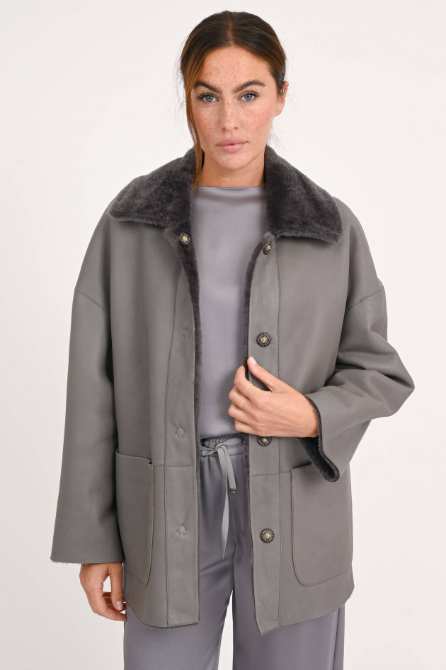 Benedetta Novi Wendejacke ANGELICA ASTRACAN in Grau