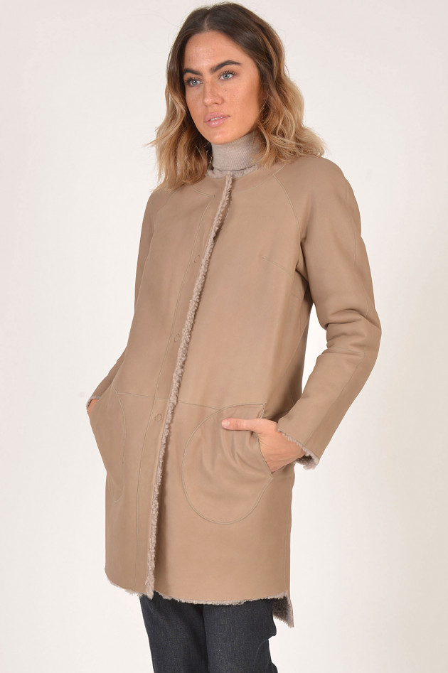 Benedetta Novi Lammfell - Wendemantel in Beige